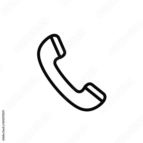 Phone receiver icon, vector outline illustration of a telephone handset, communication and contact symbol