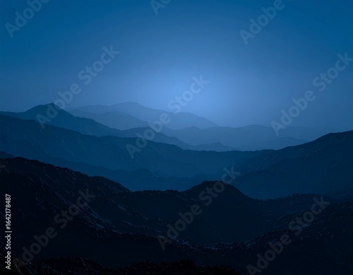 Blue mountain range at dawn