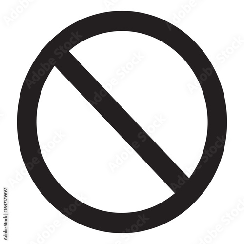 A bold black and white illustration of a prohibition sign, isolated on white background, symbolizing restriction, denial, and the concept of no in a clear and universally understood manner