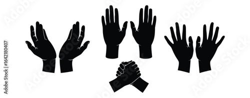 Five Black Silhouette Hands Gestures On White Background vector illustration