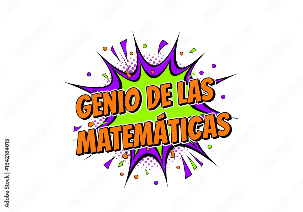 Obraz premium Genio de las matemáticas. Texto en estilo cómic pop art. Burbuja de explosión para educación y estudiantes.