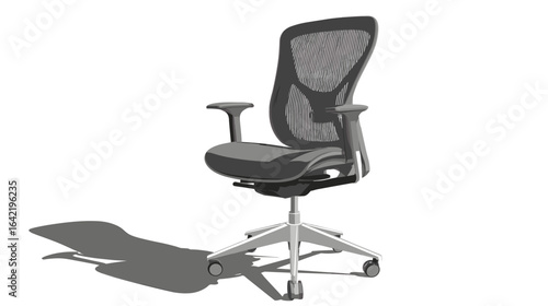 Ergonomic mesh office chair in gray, showcasing adjustable armrests, lumbar support, and wheeled base for comfort and productivity.