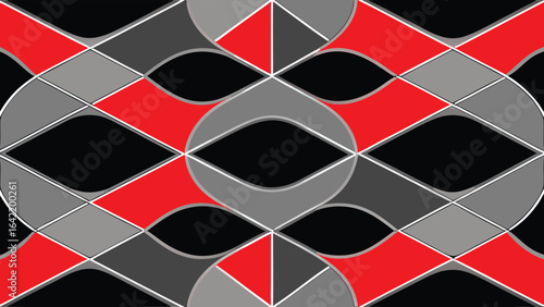 Abstract geometric pattern in red gray and black with transparent background for design