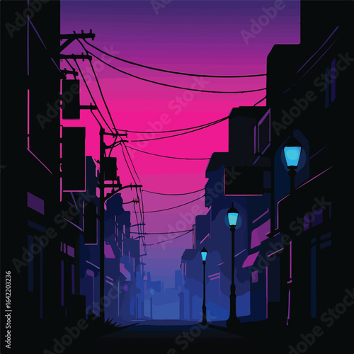 Neon Cyberpunk Street at Night