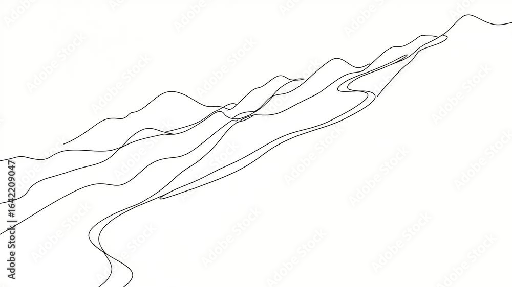 One-line drawing of a mountain range One-line drawing of a mountain range