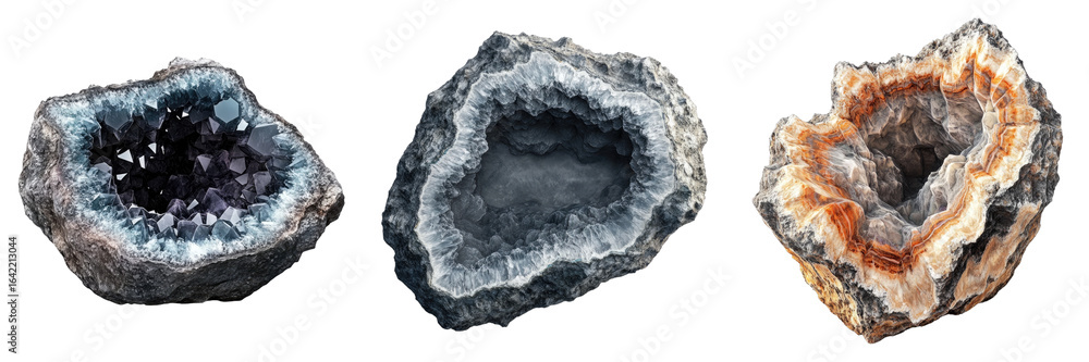 Fototapeta premium Set of geode isolated on transparent background