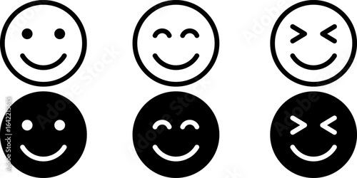 smiley emoticons, happy face. rating or feedback emoticon. happy smile emoji. line outline. web vector icon