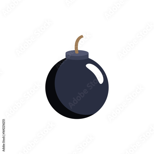 Round Black Bomb Icon. Vector
