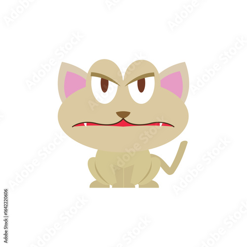 Angry Beige Cat Icon. Vector