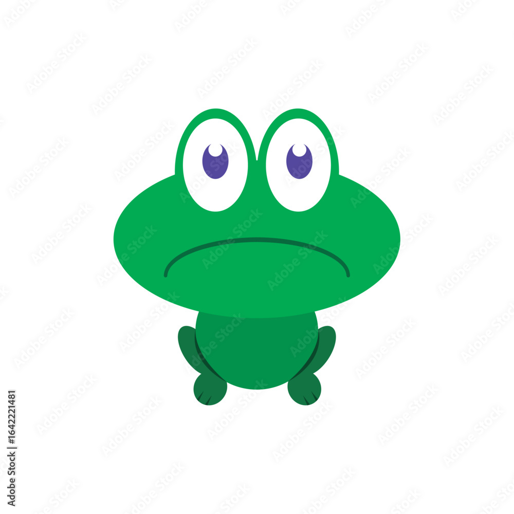 Obraz premium Sad Green Frog Character. Vector