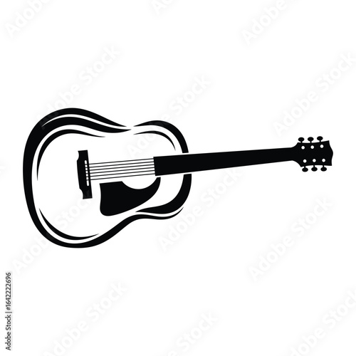 Vector art of silhouette of an acoustic guitar isolated on white background