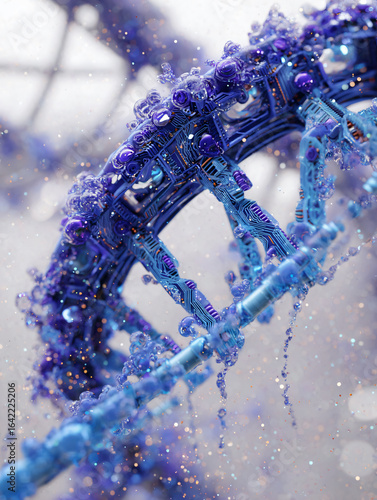 Abstract Molecular Science DNA Genetic Technology Pattern Design Fractal Fluid Bubbles Vibrant Shimmering Organic Digital Artistic Colorful 