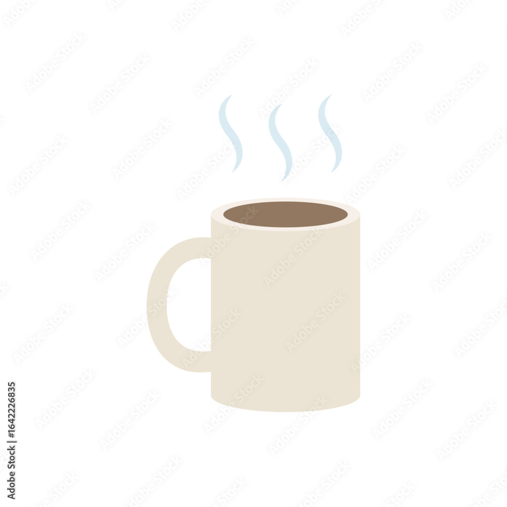 Obraz premium Beige coffee mug with steam. Vector