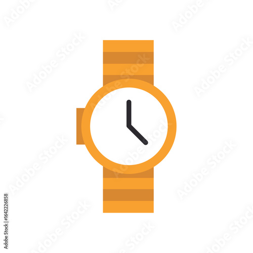 Orange digital wristwatch. Vector