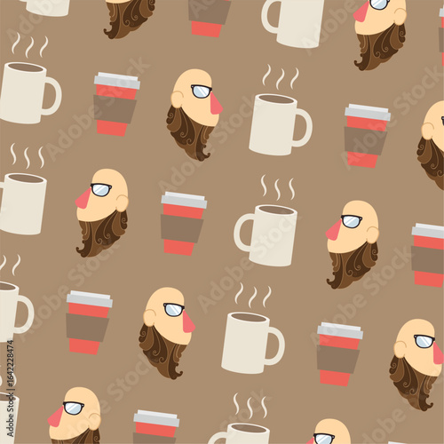 Hipster coffee culture pattern. Vector