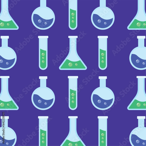 Chemistry flasks pattern. Vector