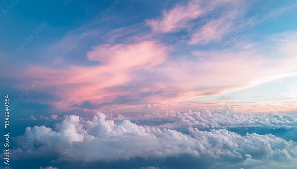 Naklejka premium dreamy pastel cloud background soft pink blue abstract art bokeh effect fantasy sky wallpaper
