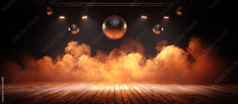 Fototapeta premium Stage with spotlights and smoke