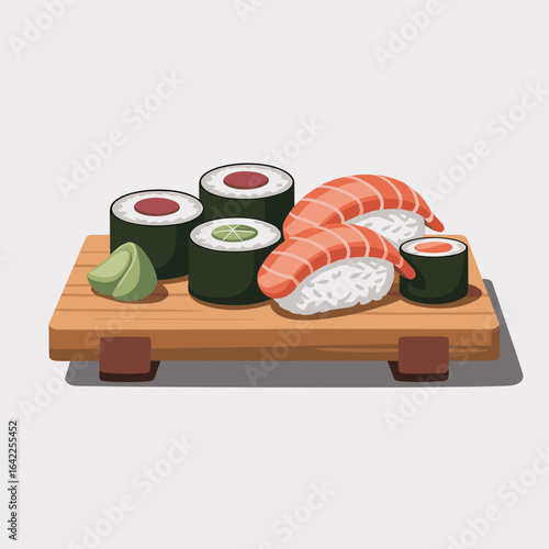 Sushi Assortment with Nigiri, Maki, and Roe Rolls