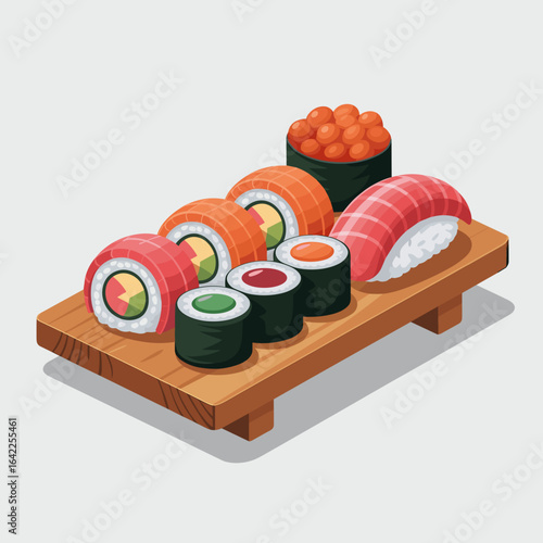 Sushi Assortment with Nigiri, Maki, and Roe Rolls
