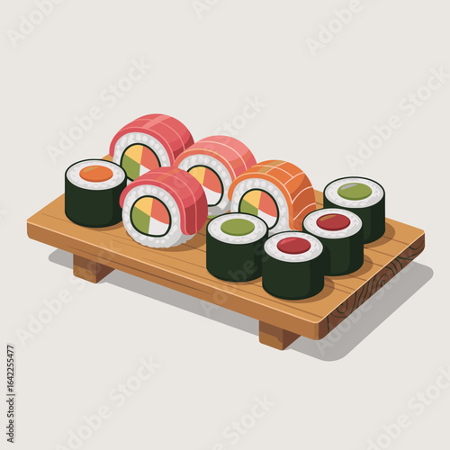Sushi Assortment with Nigiri, Maki, and Roe Rolls