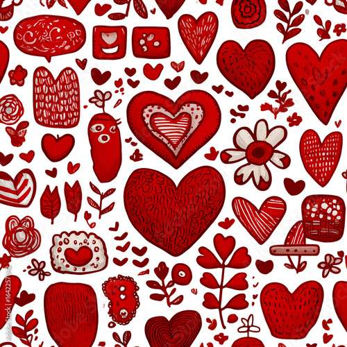 Red hearts pattern background for valentine day love romance and wedding design isolated on transparent background 