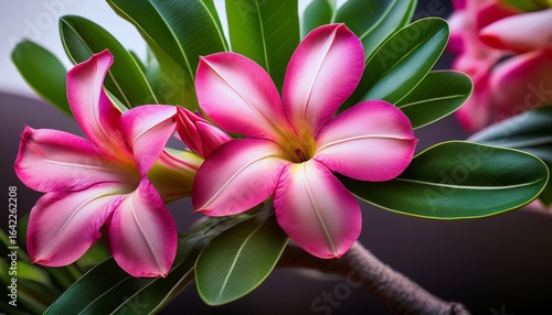 adenium obesum desert rose or japanese frangipani kamboja jepang also known as sabi star kudu mock azalea and impala lily with a close up of the leaves