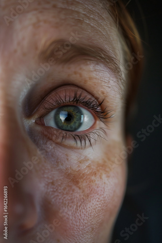 Wallpaper Mural Close-up of a captivating green eye surrounded by freckled skin, highlighting natural beauty in a single, expressive gaze. Torontodigital.ca
