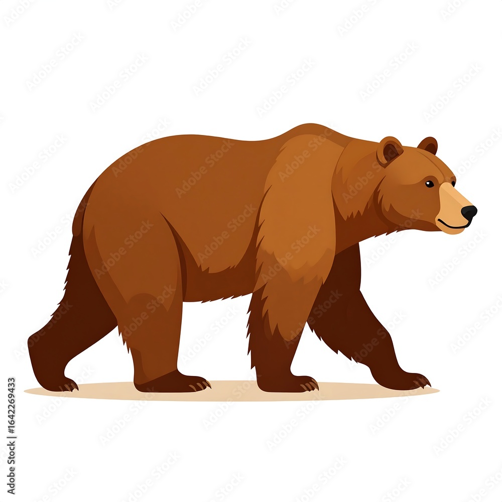 Fototapeta premium Brown bear profile, walking