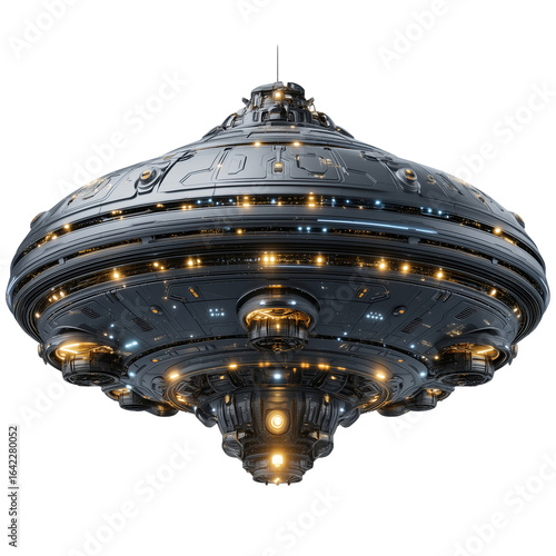 Exploring futuristic ufo spaceship concept art design for science fiction fans isolated on transparent background 
