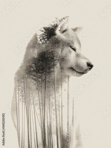 Wolf Portrait Nature Wilderness Digitalart Photography Forest Silhouette Blackandwhite Tranquil Landscape Mystical Wildlife Harmony Fur Biodiversity Ecosystem Rural Majestic Doubleexposure Fauna
