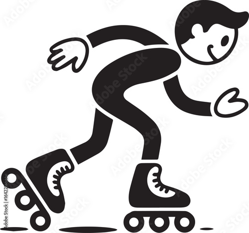sports icon silhouette of inline skater flat design minimal illustration isolated vector symbol for recreation and fitness