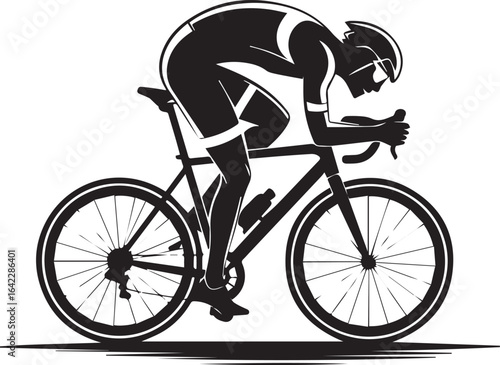 professional vector art of road racing cyclist on aerodynamic bicycle for sports event and endurance training themes
