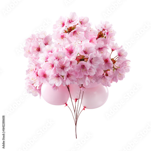 Pink cherry blossoms and balloons