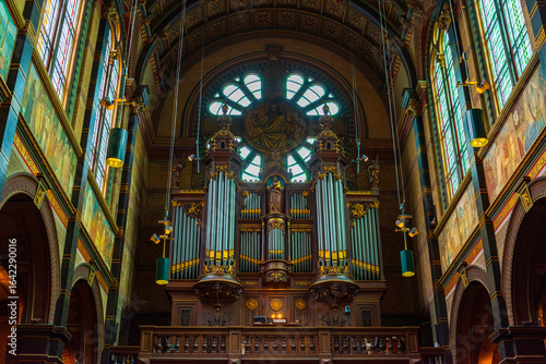 Canvas Print Windows inside the Basilica of Saint nicholas church in amsterdam