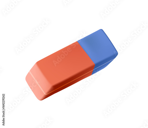 Eraser 3D render vector illustration. Colored eraser isolated on a white background. Eraser and eraser scrap. School gum, rubber