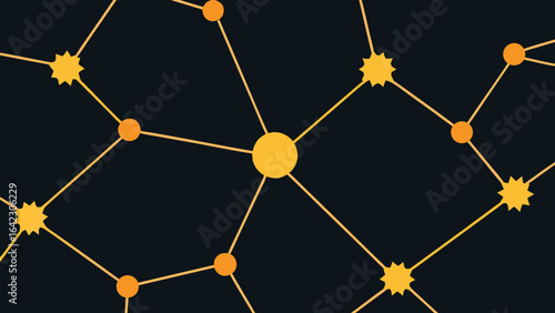 Abstract vector design of a floating bar constellation with radiating precise lines