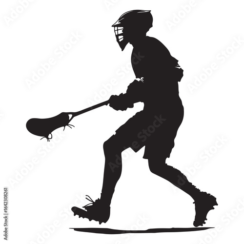 Silhouette of a Lacrosse Player in Action