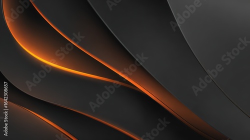 A 4K photo of sleek, modern abstract background featuring dark tones with vibrant orange accents, ideal for tech or design projects.