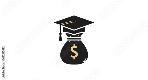 College tuition costs concept Graduation cap on money bag