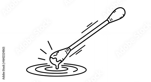 black and white cotton swab dripping clip art preview