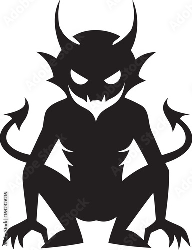  Devil smiling silhouette  icon in white background 