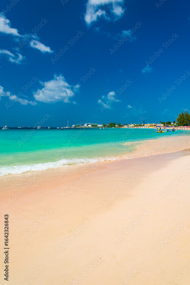 Beautiful golden sandy beach and azure ocean in Barbados Beautiful golden sandy beach and azure ocean in Barbados