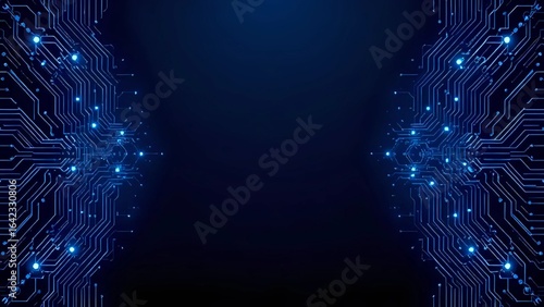 Tech-Inspired Digital Art with Glowing Blue Circuits