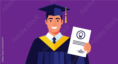 Graduate Holding Diploma After Graduation Ceremony