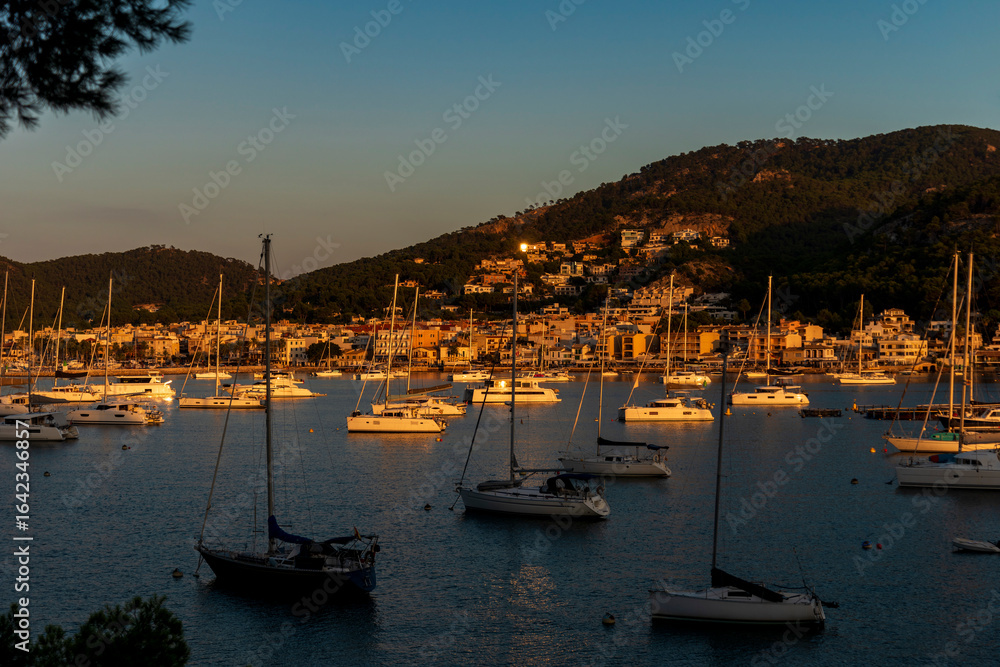 Fototapeta premium Sunset at Port de Andratx on Majorca, Spain Balearic Islands
