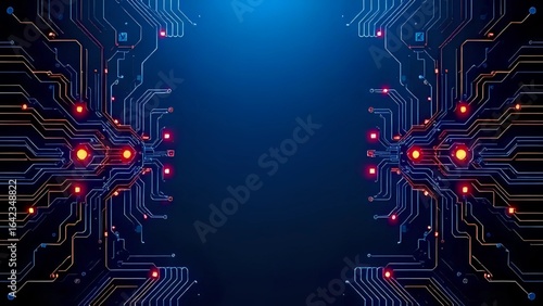 High-Tech Passage with Neon Circuit Design