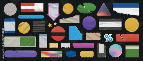 Colorful Sticker Label Shape Pack with Vector Blank Tags for Package.