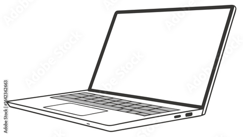 Illustration of an open laptop with a blank screen and visible keyboard and trackpad design isolated created with generated ai