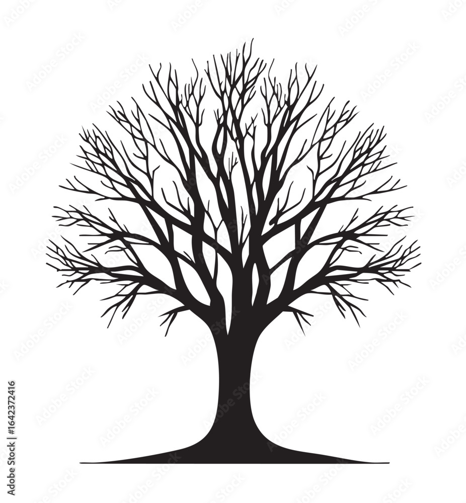Obraz premium Silhouette of a leafless tree vector illustration